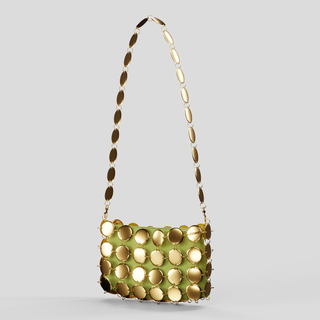 Acciaio Bag 58  | Gold Shell, Gold Handle, Green Pouch