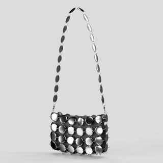 Acciaio Bag | Silver Shell, Grey Pouch, Long Silver Handle